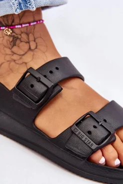 New Big Star Shoes Damskie Lekkie Sandały Big Star LL274745 Czarne Czarny