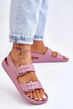 Sandały Big Star|Sandały Płaskie></noscript>Big Star Shoes Damskie Lekkie Sandały Big Star LL274744 Fioletowe Fioletowy