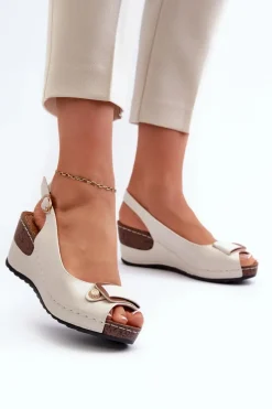 Sandały Na Obcasie|Sandały Na Koturnie>Evento Damskie Lekkie Sandały Na Koturnie Comfort Shoes Srebrne Efravia