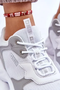 Outlet Damskie Lekkie Sportowe Buty Big Star LL274375 Biało-Szare Damskie Buty Sportowe Big Star|Sneakersy Damskie
