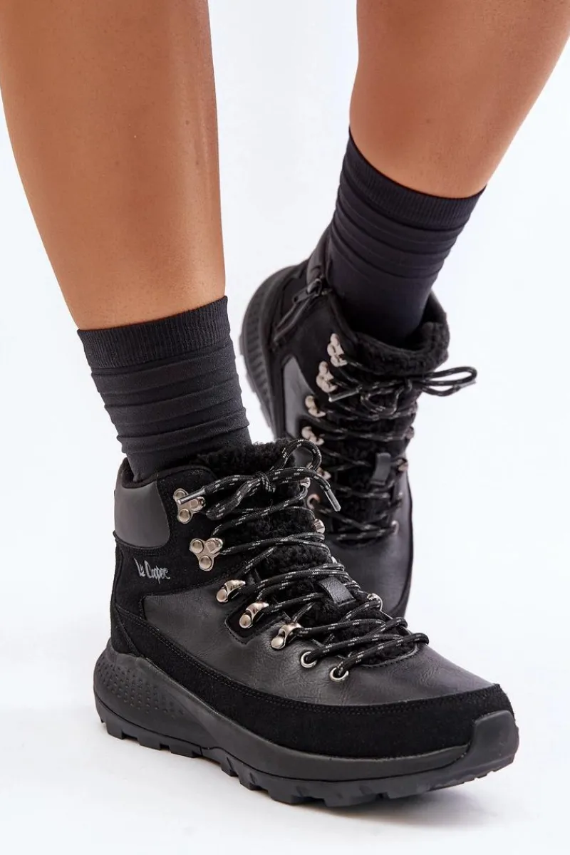 Sale Damskie Lekkie Trapery Na Zamek LCJ-24-03-3073 Czarne Damskie Trekkingowe Damskie|Botki Ocieplane