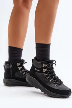 Sale Damskie Lekkie Trapery Na Zamek LCJ-24-03-3073 Czarne Damskie Trekkingowe Damskie|Botki Ocieplane