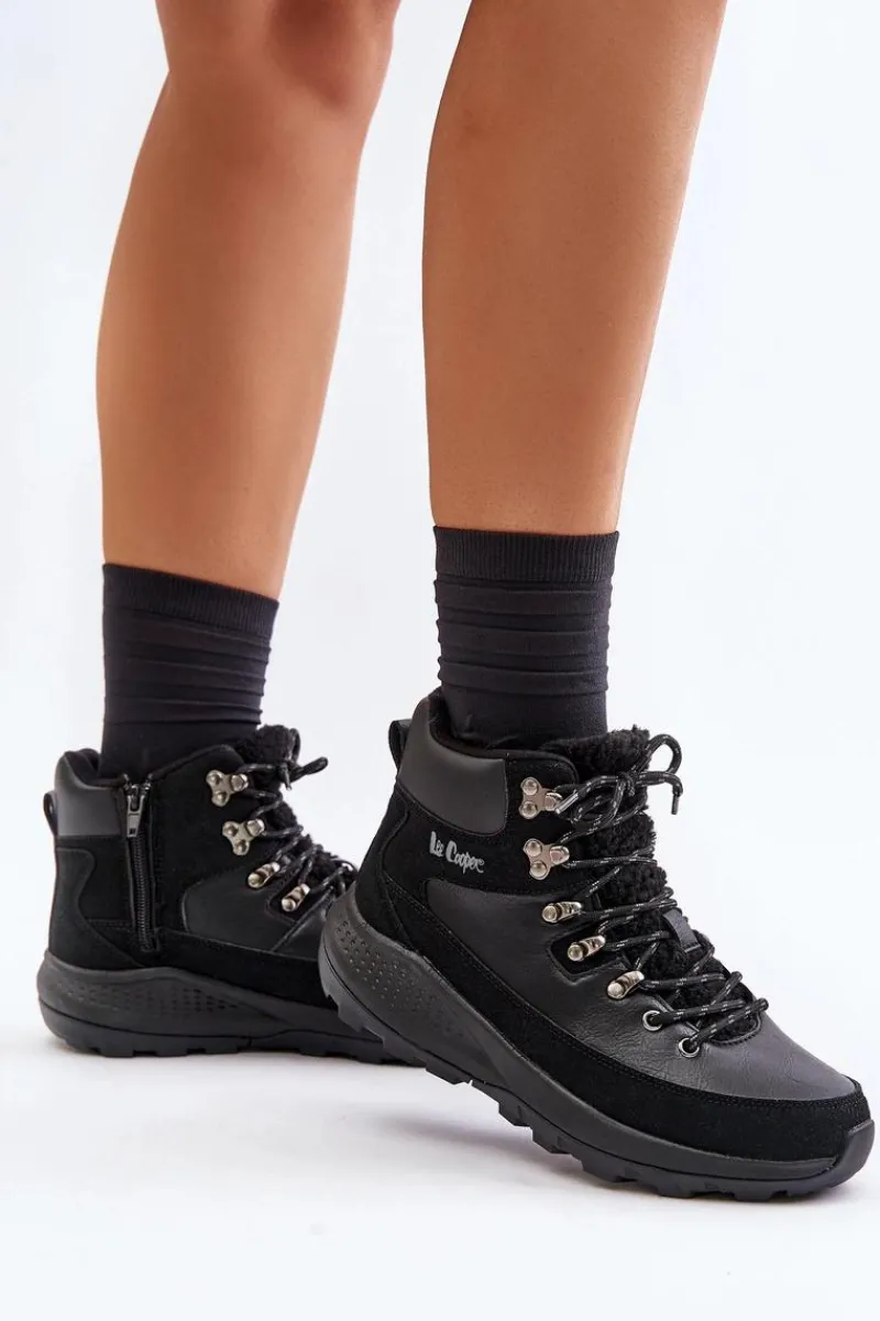 Sale Damskie Lekkie Trapery Na Zamek LCJ-24-03-3073 Czarne Damskie Trekkingowe Damskie|Botki Ocieplane