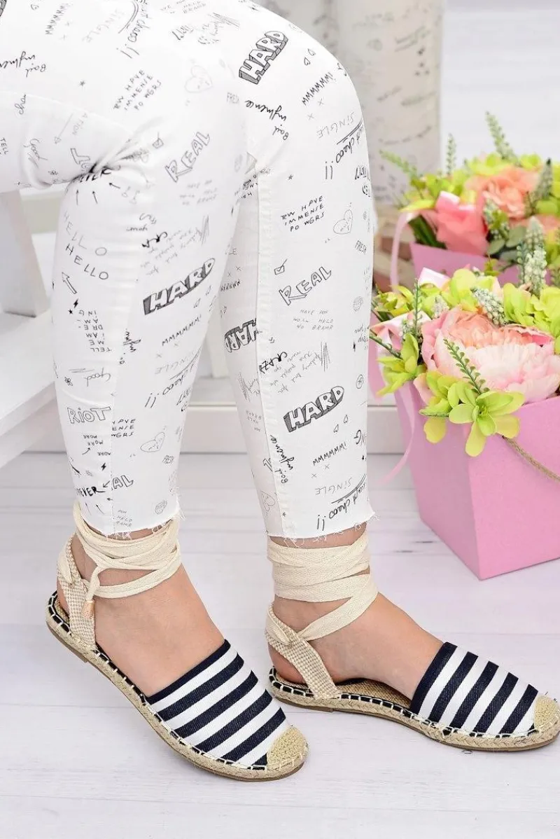 Sale Boto Damskie Lniane Balerinki Wiązane Marynarskie Espadryle Sea