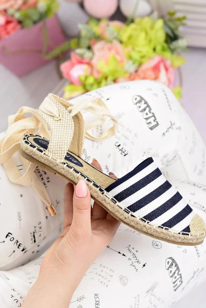 Sale Boto Damskie Lniane Balerinki Wiązane Marynarskie Espadryle Sea