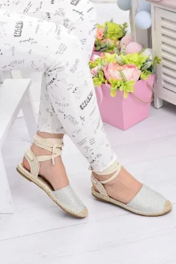 New Damskie Lniane Balerinki Wiązane Srebrne Espadryle Sea Damskie Czarne Espadryle