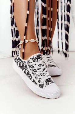 Clearance Damskie Logowane Trampki Biało-Czarne Day Off Damskie Trampki Damskie Niskie