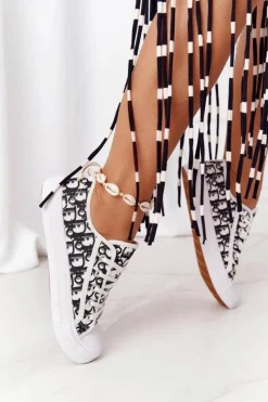 Clearance Damskie Logowane Trampki Biało-Czarne Day Off Damskie Trampki Damskie Niskie