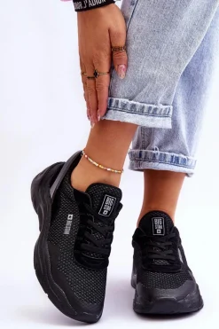 Outlet Damskie Materiałowe Buty Sportowe Memory Foam System Big Star LL274A065 Czarne Damskie Buty Sportowe Big Star|Sneakersy Damskie