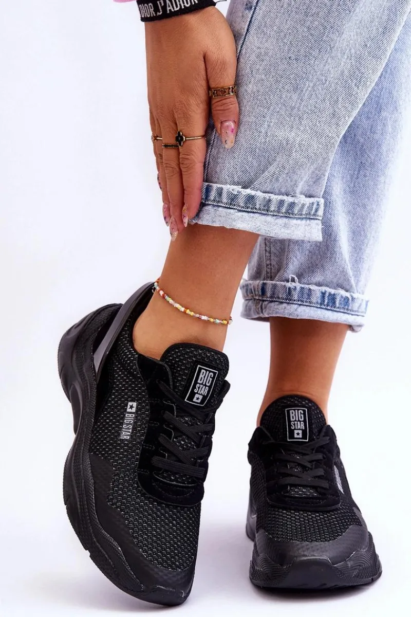 Outlet Damskie Materiałowe Buty Sportowe Memory Foam System Big Star LL274A065 Czarne Damskie Buty Sportowe Big Star|Sneakersy Damskie