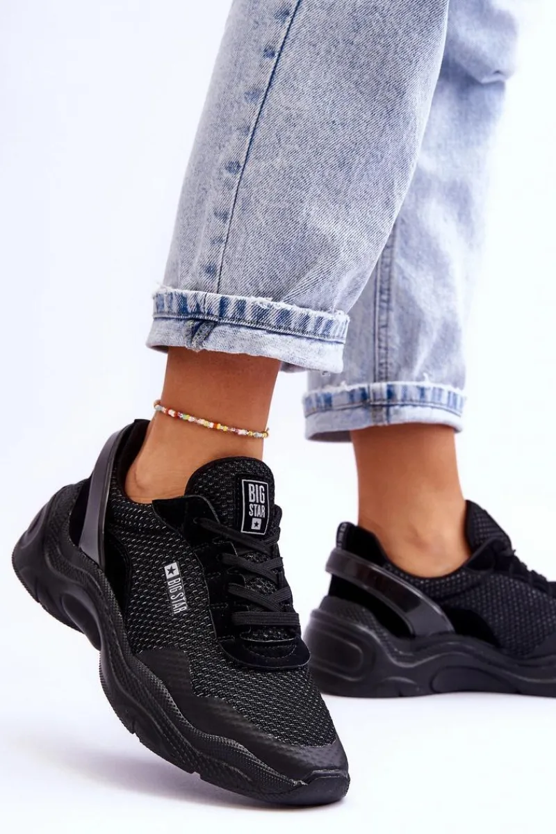 Outlet Damskie Materiałowe Buty Sportowe Memory Foam System Big Star LL274A065 Czarne Damskie Buty Sportowe Big Star|Sneakersy Damskie
