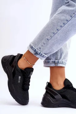 Outlet Damskie Materiałowe Buty Sportowe Memory Foam System Big Star LL274A065 Czarne Damskie Buty Sportowe Big Star|Sneakersy Damskie