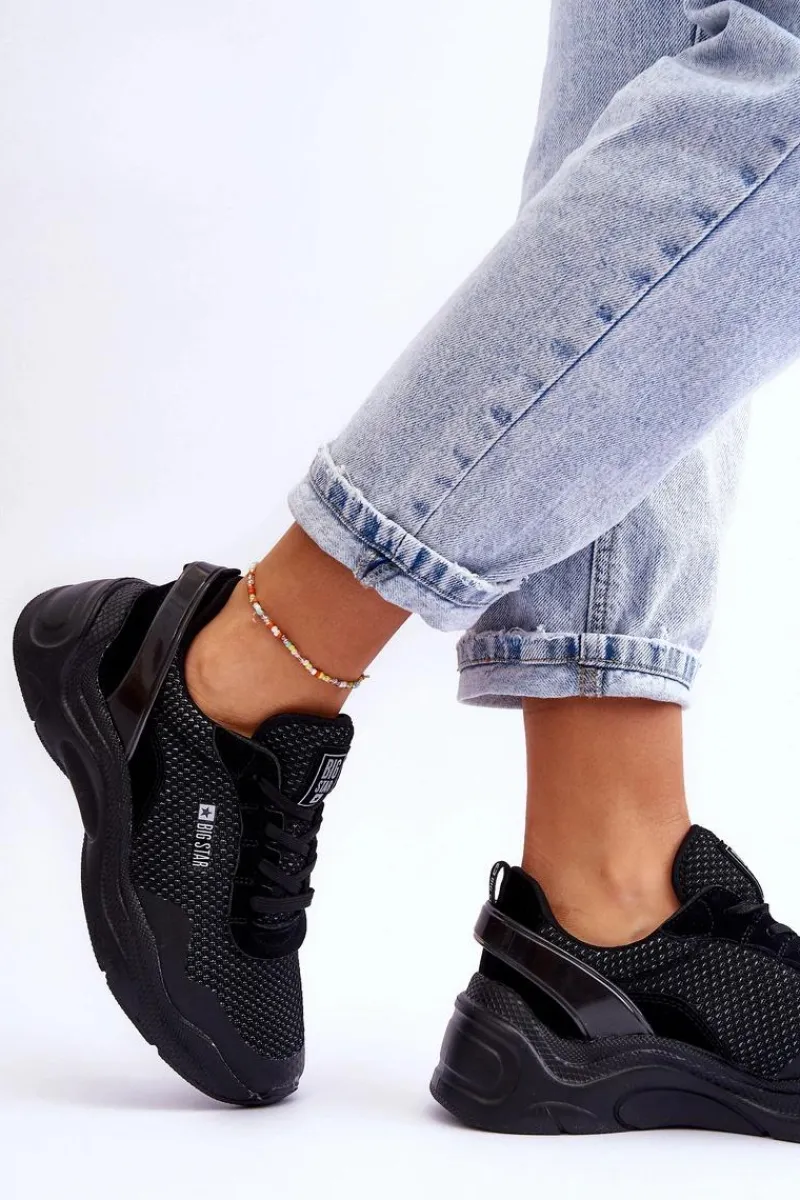 Outlet Damskie Materiałowe Buty Sportowe Memory Foam System Big Star LL274A065 Czarne Damskie Buty Sportowe Big Star|Sneakersy Damskie