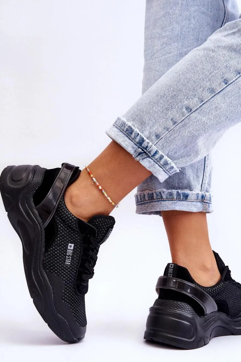 Outlet Damskie Materiałowe Buty Sportowe Memory Foam System Big Star LL274A065 Czarne Damskie Buty Sportowe Big Star|Sneakersy Damskie
