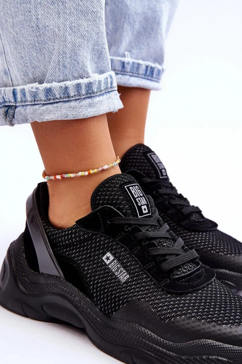 Outlet Damskie Materiałowe Buty Sportowe Memory Foam System Big Star LL274A065 Czarne Damskie Buty Sportowe Big Star|Sneakersy Damskie