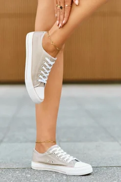 Trampki Damskie Niskie>Boto Damskie Materiałowe Klasyczne Niskie Trampki Ciemnobeżowe Lennabella