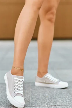 Trampki Damskie Niskie></noscript>Boto Damskie Materiałowe Klasyczne Niskie Trampki Ciemnobeżowe Lennabella