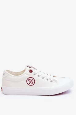 Best Damskie Materiałowe Tenisówki LL2R4043 Białe Damskie Trampki Damskie Cross Jeans|Trampki Damskie Niskie