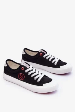 Trampki Damskie Cross Jeans|Trampki Damskie Niskie></noscript>Cross Jeans Damskie Materiałowe Tenisówki LL2R4044 Czarne Czarny