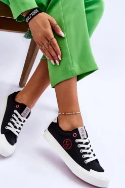 Trampki Damskie Cross Jeans|Trampki Damskie Niskie></noscript>Cross Jeans Damskie Materiałowe Tenisówki LL2R4044 Czarne Czarny