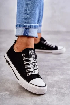 New Big Star Shoes Damskie Materiałowe Trampki Big Star KK274102 Czarne