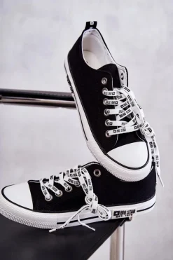 New Big Star Shoes Damskie Materiałowe Trampki Big Star KK274102 Czarne