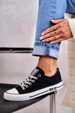 New Big Star Shoes Damskie Materiałowe Trampki Big Star KK274102 Czarne