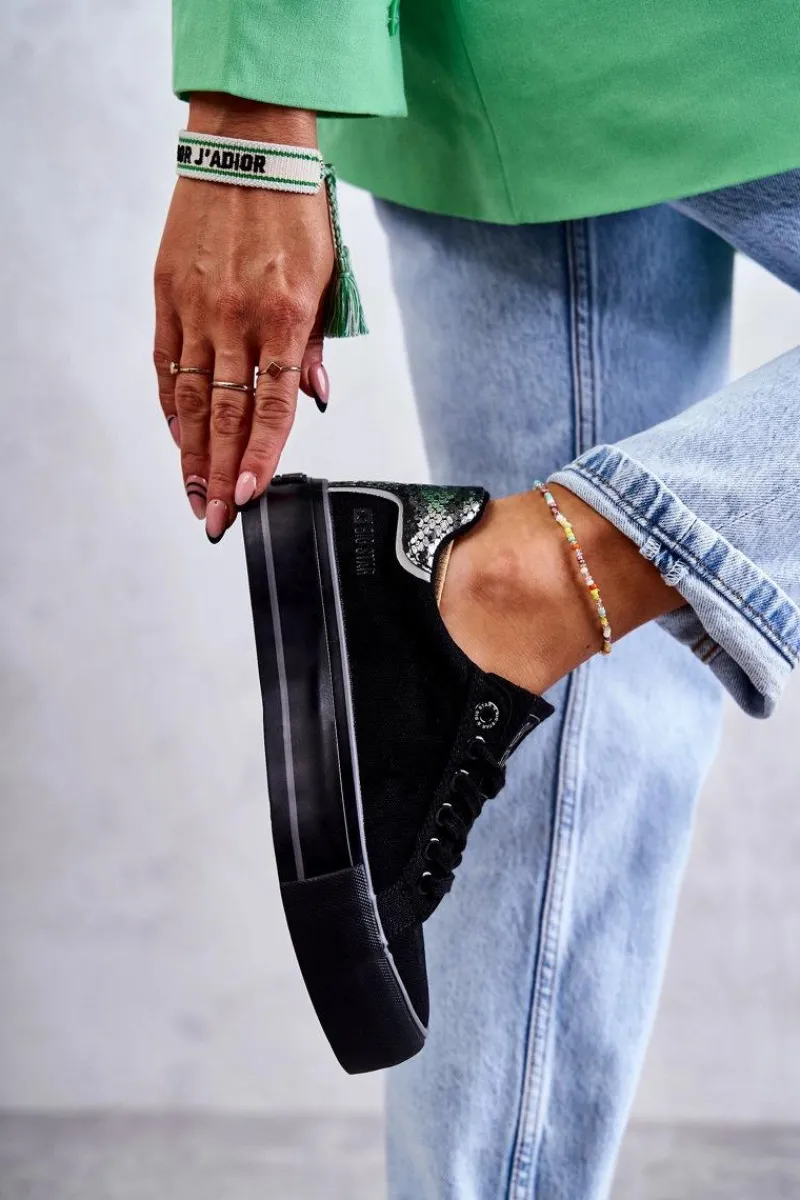 Online Damskie Materiałowe Trampki Big Star KK274036 Czarne Damskie Trampki Damskie Big Star|Trampki Damskie Niskie