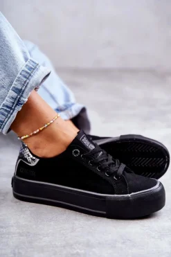 Online Damskie Materiałowe Trampki Big Star KK274036 Czarne Damskie Trampki Damskie Big Star|Trampki Damskie Niskie