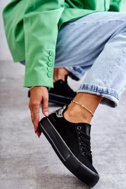 Online Damskie Materiałowe Trampki Big Star KK274036 Czarne Damskie Trampki Damskie Big Star|Trampki Damskie Niskie