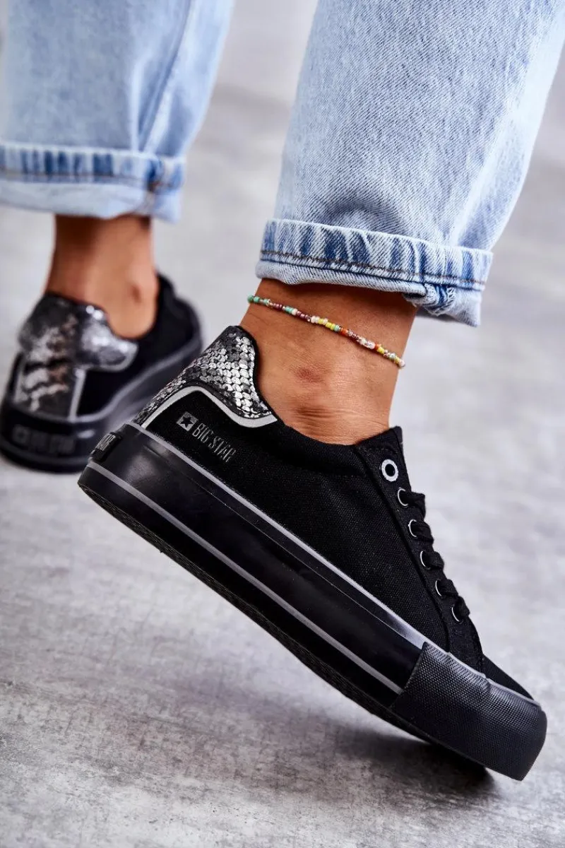 Online Damskie Materiałowe Trampki Big Star KK274036 Czarne Damskie Trampki Damskie Big Star|Trampki Damskie Niskie