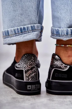 Online Damskie Materiałowe Trampki Big Star KK274036 Czarne Damskie Trampki Damskie Big Star|Trampki Damskie Niskie