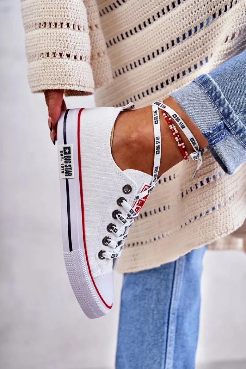 Trampki Damskie Big Star|Trampki Damskie Niskie>Big Star Shoes Damskie Materiałowe Trampki Big Star KK274101 Białe