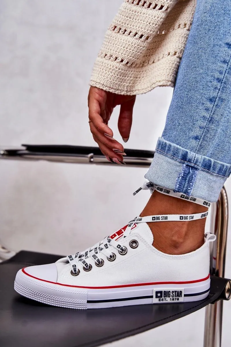 Trampki Damskie Big Star|Trampki Damskie Niskie>Big Star Shoes Damskie Materiałowe Trampki Big Star KK274101 Białe