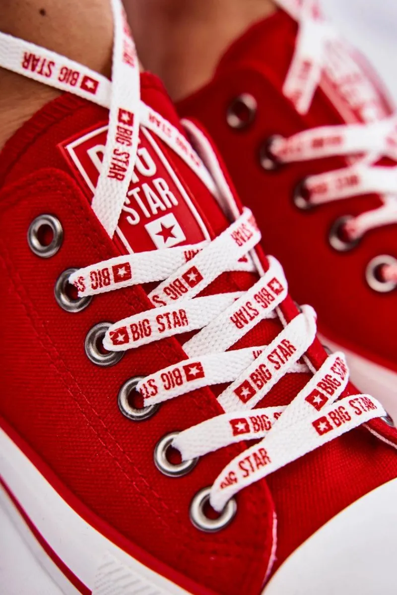 Trampki Damskie Big Star|Trampki Damskie Niskie>Big Star Shoes Damskie Materiałowe Trampki Big Star KK274104 Czerwone