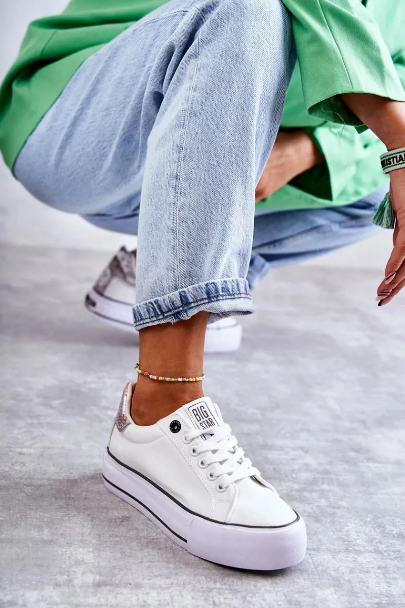 Trampki Damskie Big Star|Trampki Damskie Niskie>Big Star Shoes Damskie Materiałowe Trampki Big Star KK274037 Białe