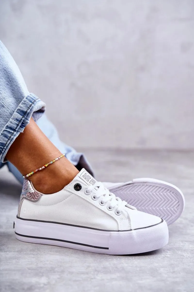 Trampki Damskie Big Star|Trampki Damskie Niskie>Big Star Shoes Damskie Materiałowe Trampki Big Star KK274037 Białe