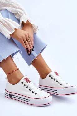 Discount Damskie Materiałowe Trampki Na Platformie Big Star LL274180 Białe Damskie Trampki Damskie Big Star|Trampki Damskie Niskie