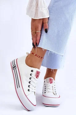 Discount Damskie Materiałowe Trampki Na Platformie Big Star LL274180 Białe Damskie Trampki Damskie Big Star|Trampki Damskie Niskie