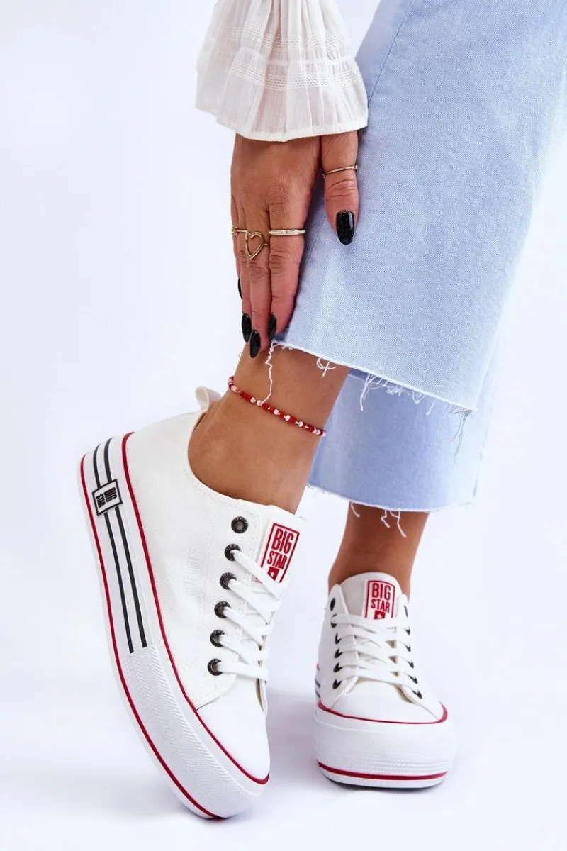 Discount Damskie Materiałowe Trampki Na Platformie Big Star LL274180 Białe Damskie Trampki Damskie Big Star|Trampki Damskie Niskie