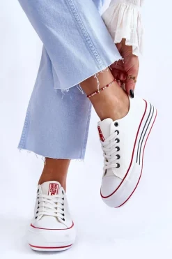 Discount Damskie Materiałowe Trampki Na Platformie Big Star LL274180 Białe Damskie Trampki Damskie Big Star|Trampki Damskie Niskie