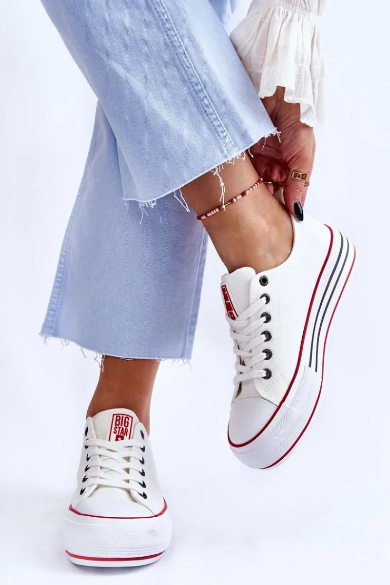 Discount Damskie Materiałowe Trampki Na Platformie Big Star LL274180 Białe Damskie Trampki Damskie Big Star|Trampki Damskie Niskie