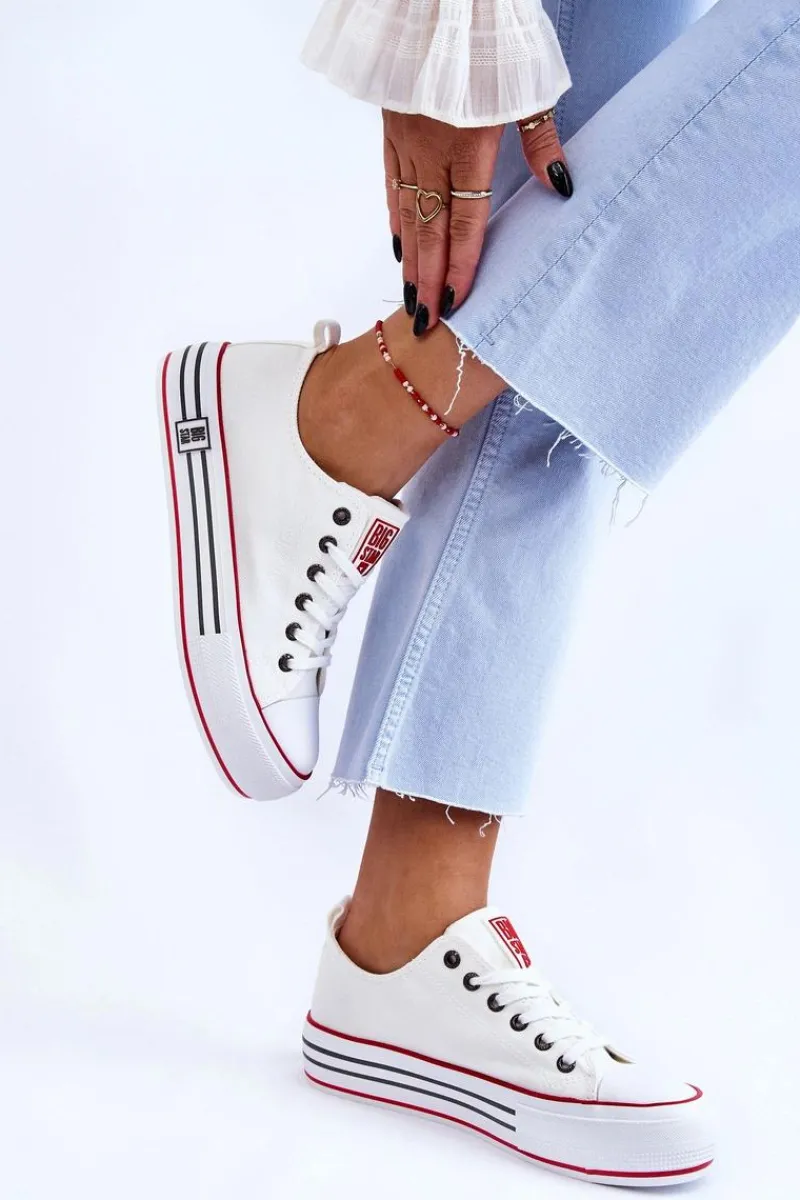 Discount Damskie Materiałowe Trampki Na Platformie Big Star LL274180 Białe Damskie Trampki Damskie Big Star|Trampki Damskie Niskie