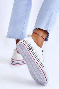 Discount Damskie Materiałowe Trampki Na Platformie Big Star LL274180 Białe Damskie Trampki Damskie Big Star|Trampki Damskie Niskie