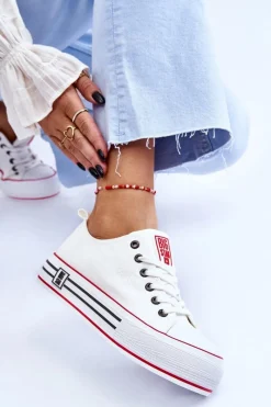 Discount Damskie Materiałowe Trampki Na Platformie Big Star LL274180 Białe Damskie Trampki Damskie Big Star|Trampki Damskie Niskie