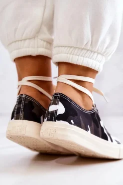 Discount Big Star Shoes Damskie Materiałowe Trampki Moro BIG STAR JJ274237 Biało-Szare