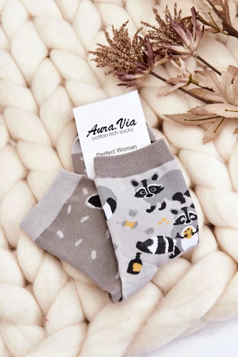 Discount Damskie Śmieszne Skarpety Nie Do Pary Szop Szare Skarpetki|Skarpetki