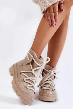 Discount Damskie Modne Botki Śniegowce Beżowe Kallen Damskie Śniegowce Damskie|Damskie Trapery