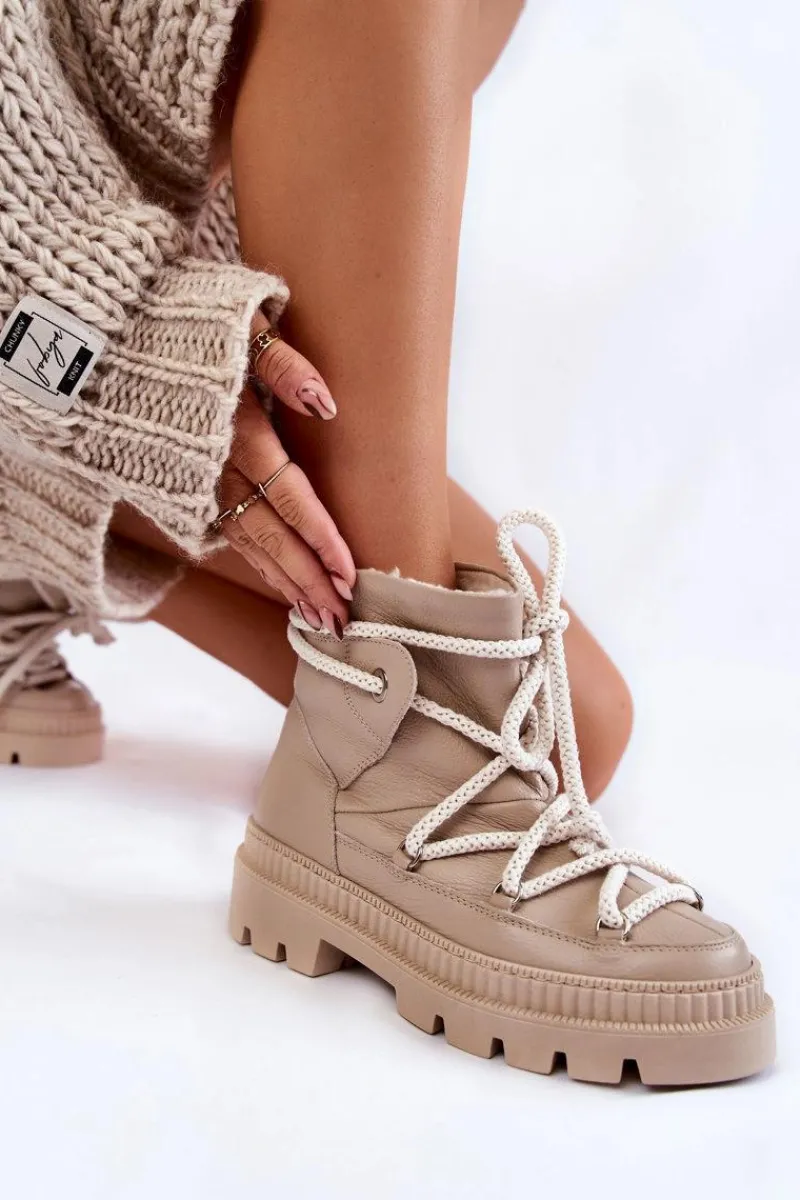 Discount Damskie Modne Botki Śniegowce Beżowe Kallen Damskie Śniegowce Damskie|Damskie Trapery