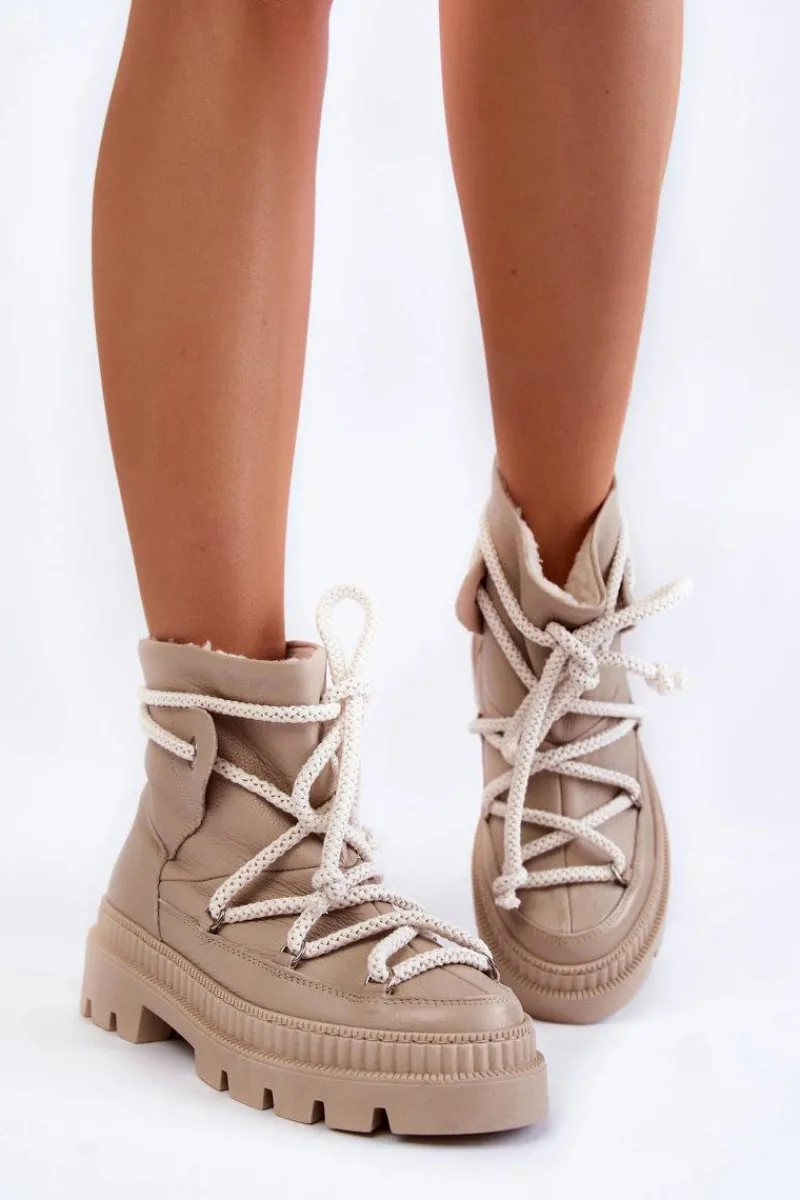 Discount Damskie Modne Botki Śniegowce Beżowe Kallen Damskie Śniegowce Damskie|Damskie Trapery